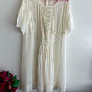 Sundance Peasant dress. XL. Ivory. Sheer with Lining.